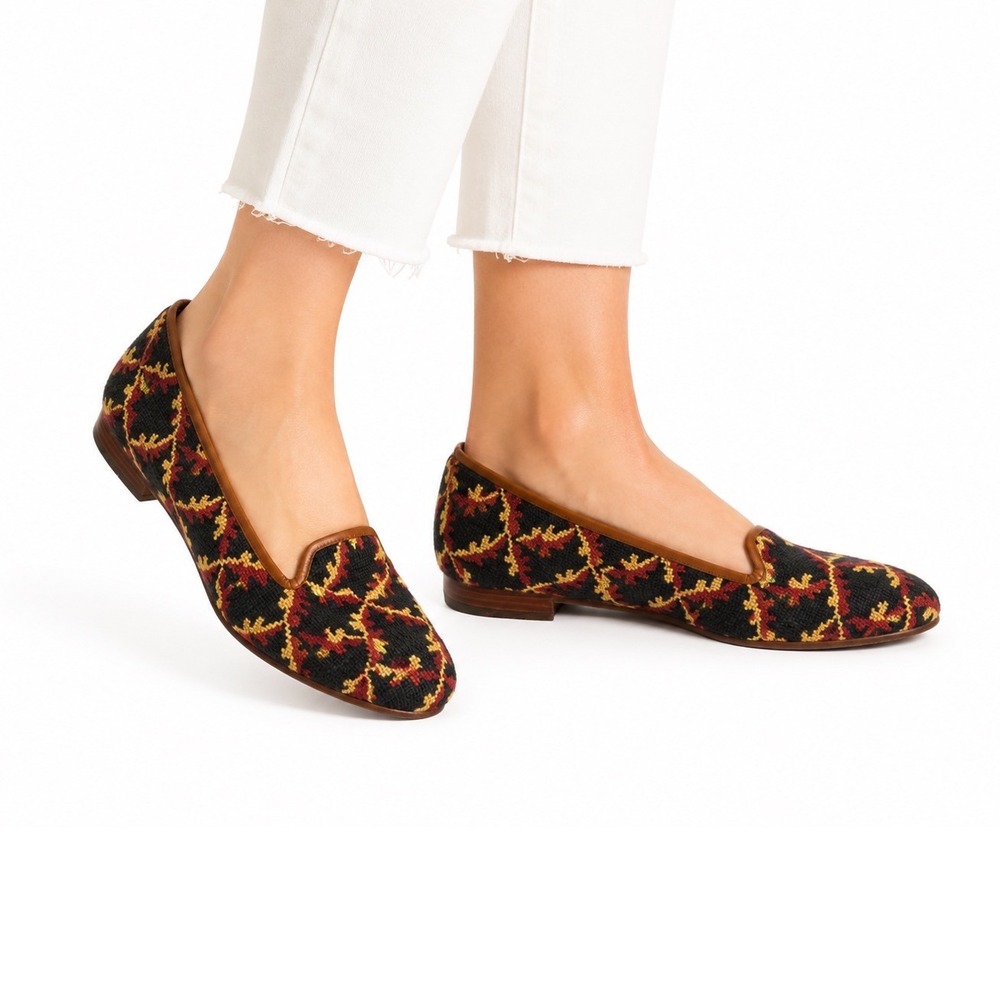 Stubbs & Wootton Vintage Needlepoint Trellis Loafer Flats Women's Size 5.5 $600